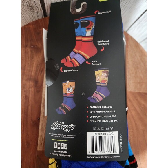 Swag Kelloggs Multicolor Mens Size 8-13 Novelty Performance Retro Crew Socks 3Pk - Picture 5 of 7